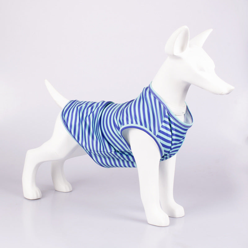 Striped Crew Neck Pet Tank Top T-Shirt