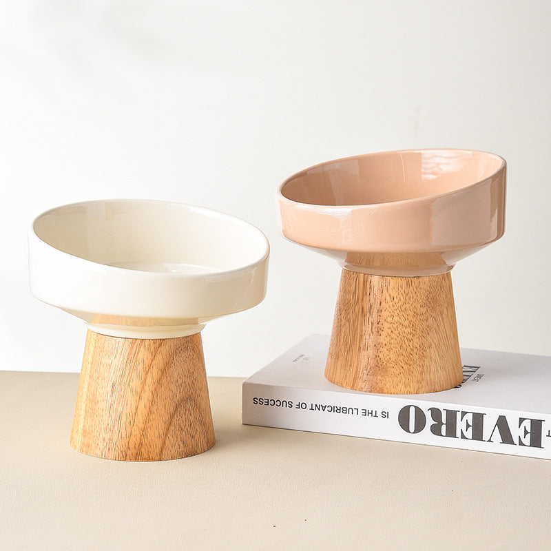 Pet Ceramic Elevated Feeding Bowl Food Water Dish