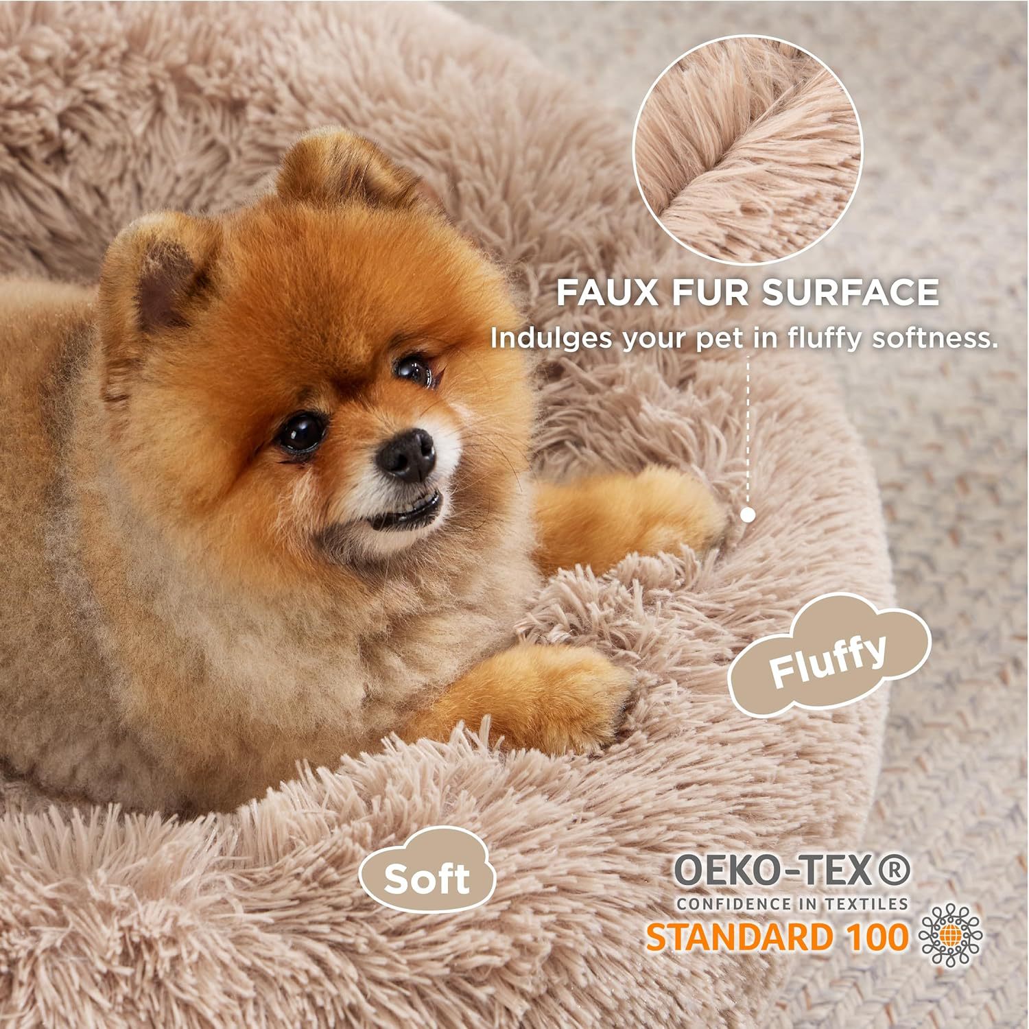 Pet Solid Color Non-Slip Round Plush Bed