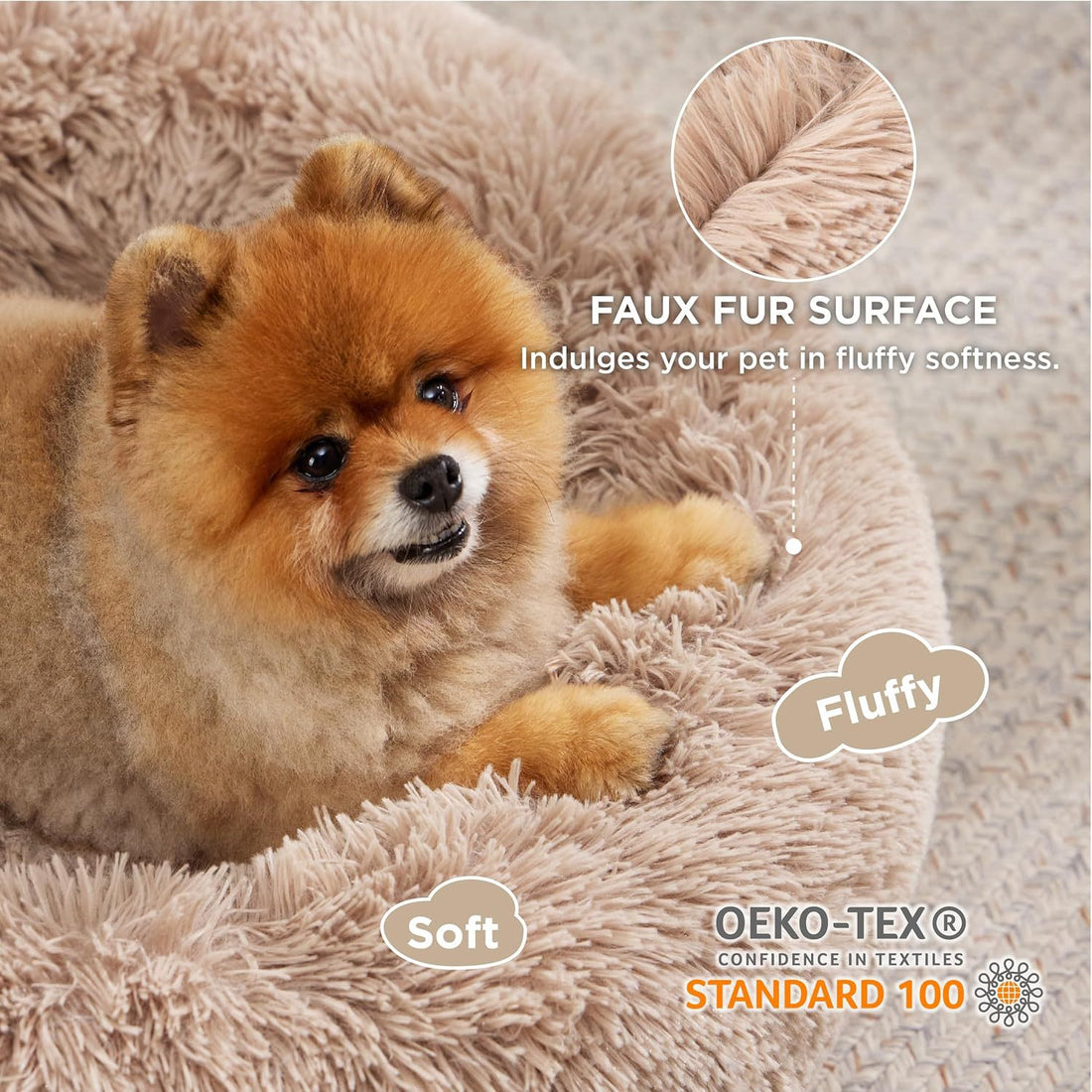 Pet Solid Color Non-Slip Round Plush Bed
