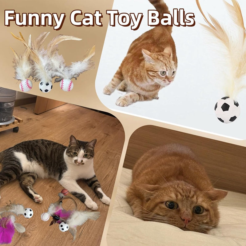 Interactive Pet Feather Bouncy Ball Self-Entertainment Toy