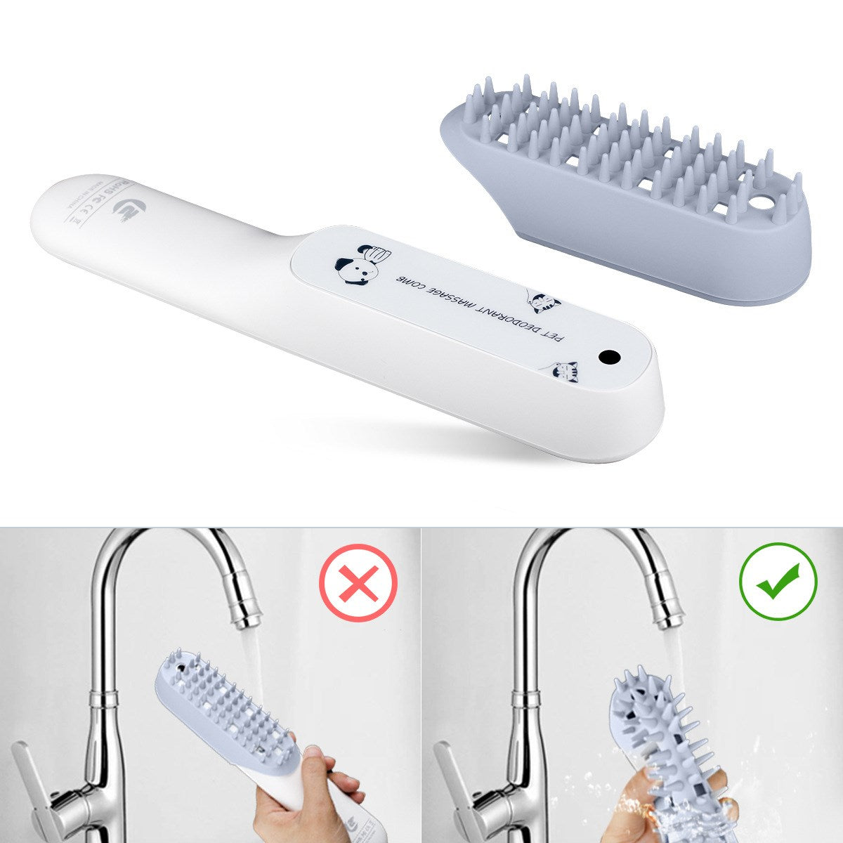 Pet Silicone Grooming Brush Massage Comb Fur Removal