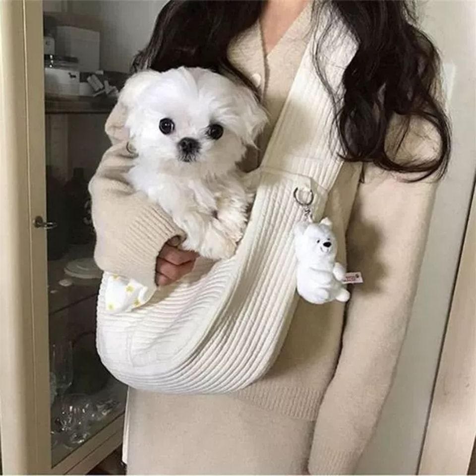 Handmade Canvas Pet Carrier Bag Breathable Single-Shoulder Tote