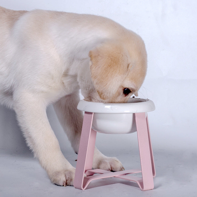 Pet Anti-Slip Feeding Bowl Iron Stand 2-In-1 Feeder Water