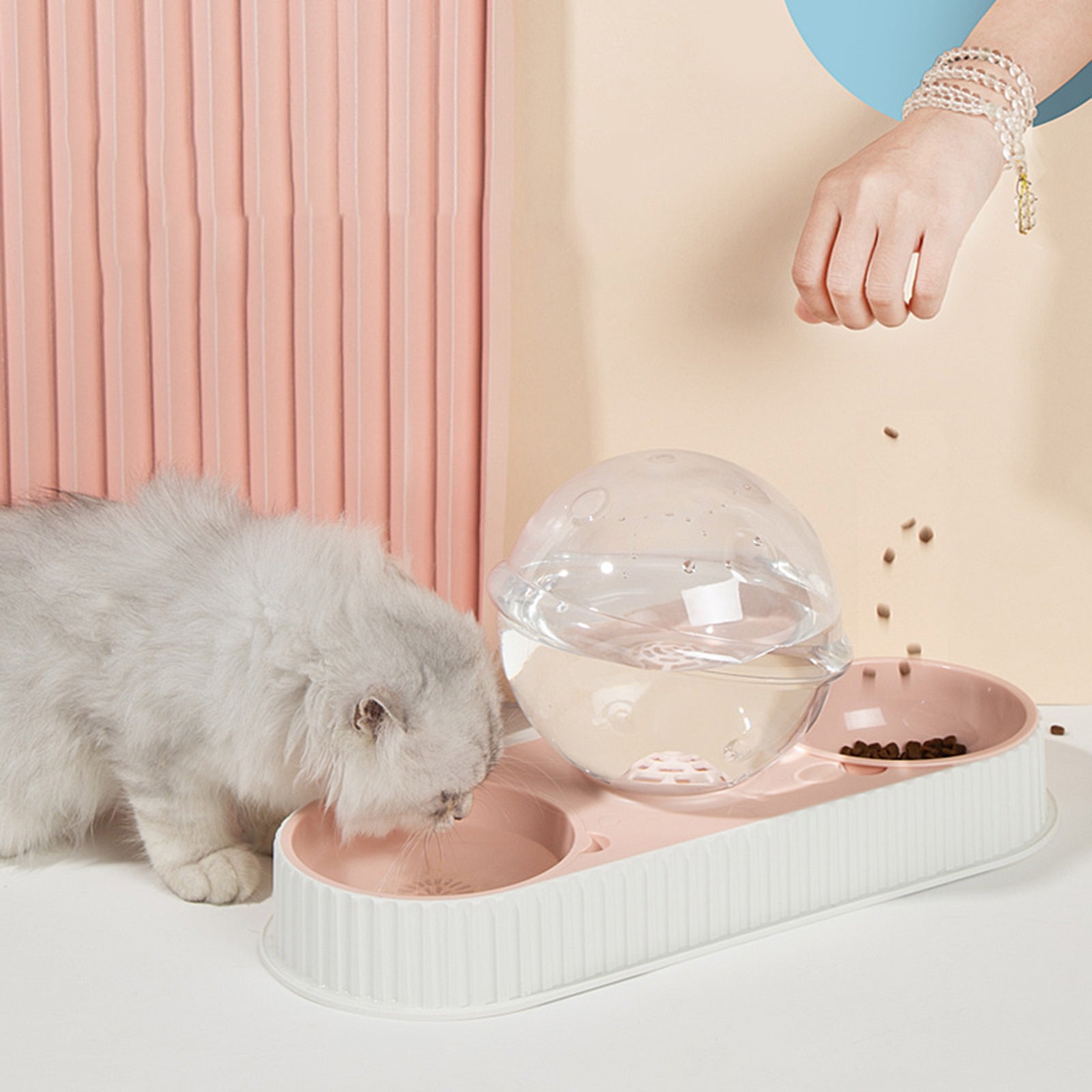 Pet Automatic Feeding Drinking Bowl Plastic Water Dispenser