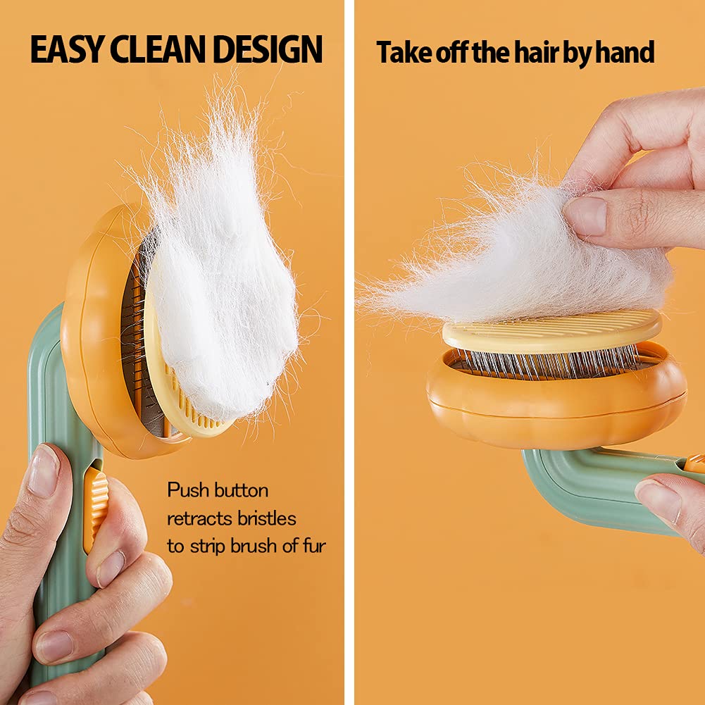 Pet Pumpkin Self-Cleaning Slicker Brush For Grooming