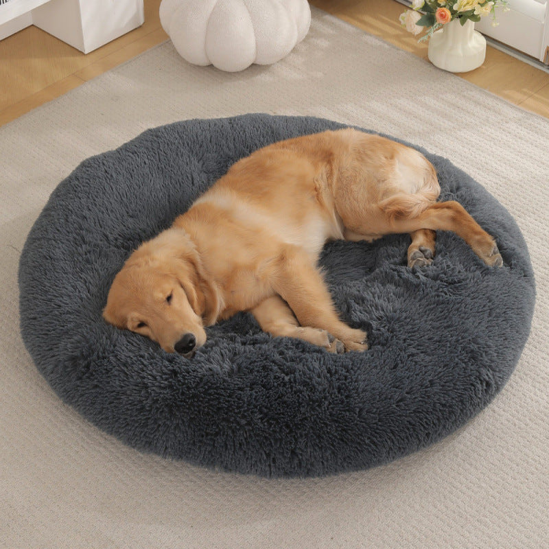 Round Plush Pet Bed Soft Warm Sleeping Mat