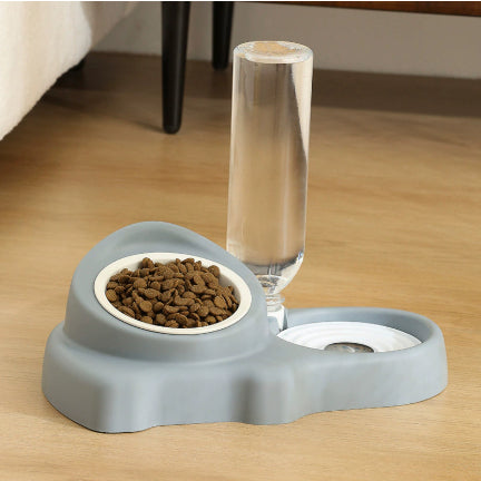 Pet Multifunctional Feeding Bowl Stainless Steel Set Premium Gray