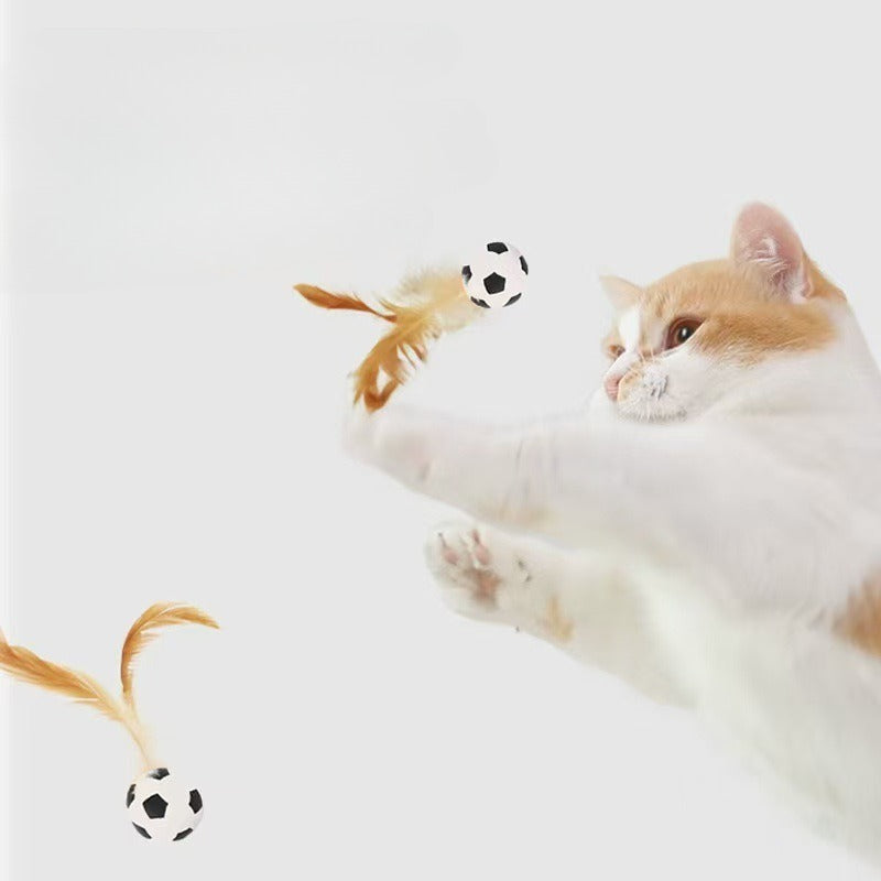 Interactive Pet Feather Bouncy Ball Self-Entertainment Toy