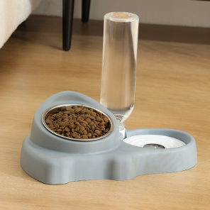 Pet Multifunctional Feeding Bowl Stainless Steel Set Premium Gray