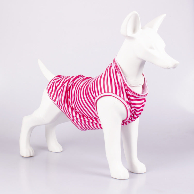 Striped Crew Neck Pet Tank Top T-Shirt