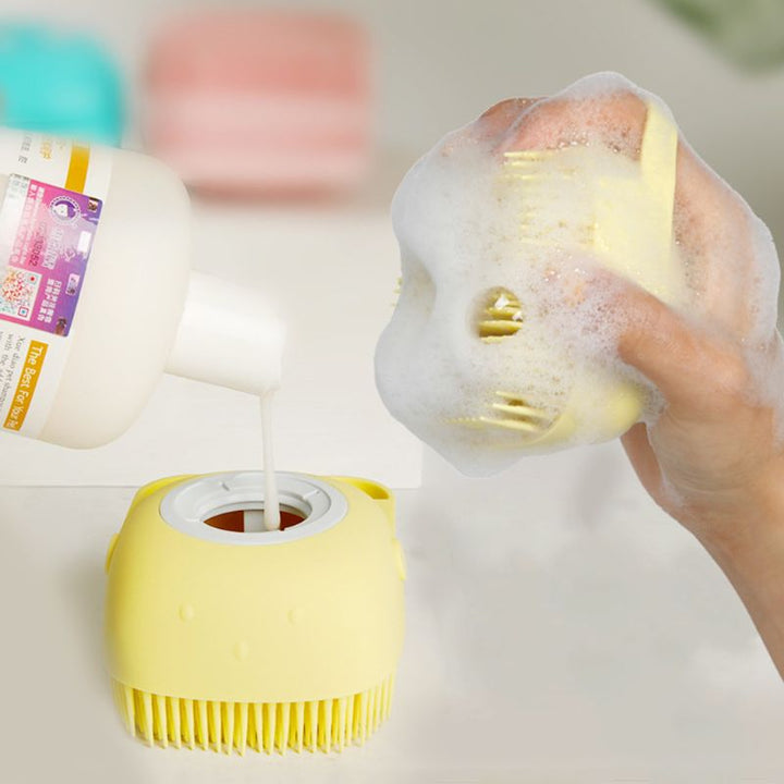 Soft Silicone Pet Bath Brush Shampoo Dispenser Comb