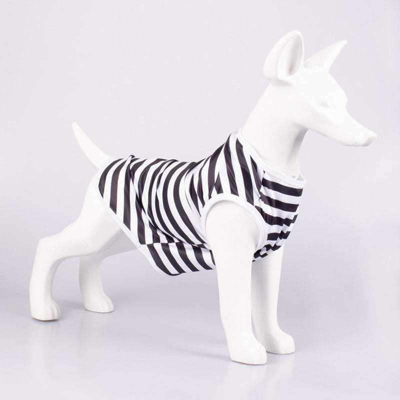 Striped Crew Neck Pet Tank Top T-Shirt