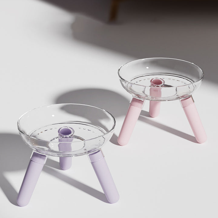 Pet Anti-Knock Transparent Glass Feeding Water Bowl