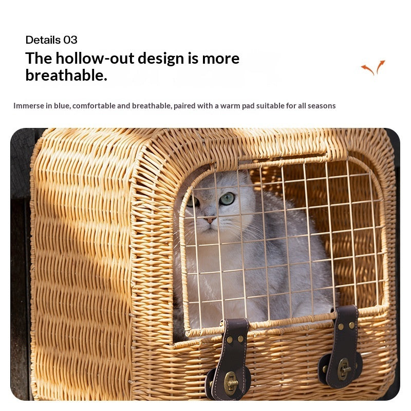 Portable Woven Pet Carrier With Ventilation And Handle