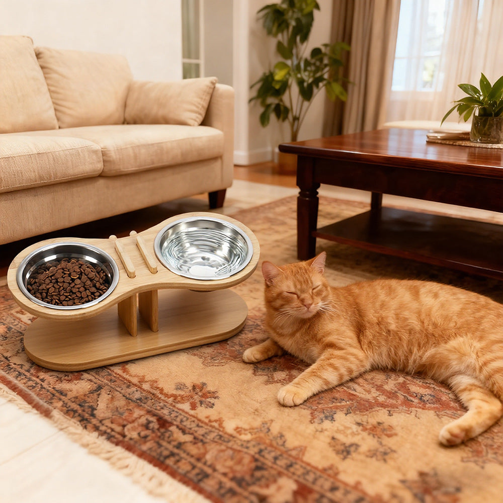Pet Adjustable Tilted Feeding Bowl Stand Anti-Spill Holder