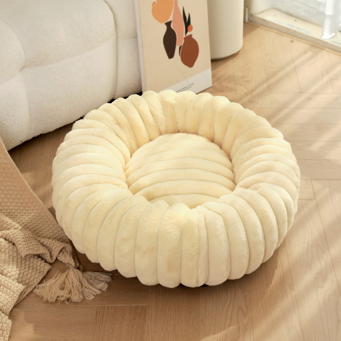 Pet Plush Round Winter Warm Sleeping Nest Bed