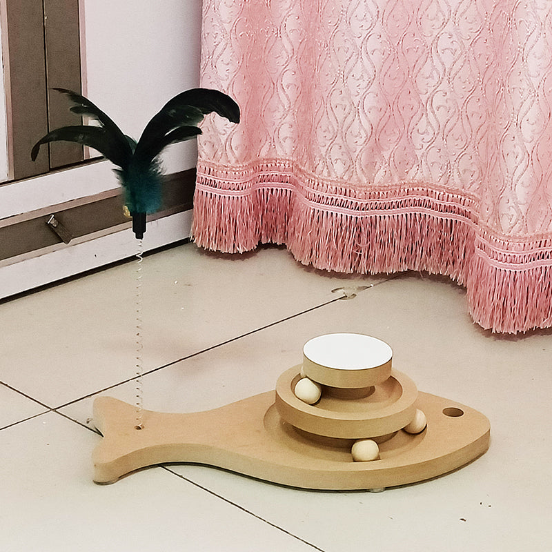 Solid Wood Pet Turntable Bite-Resistant Interactive Toy