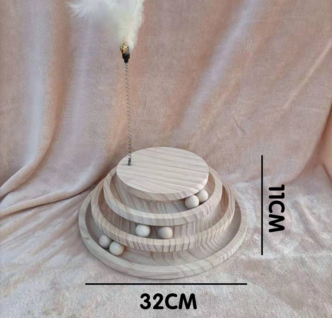 Solid Wood Pet Turntable Bite-Resistant Interactive Toy