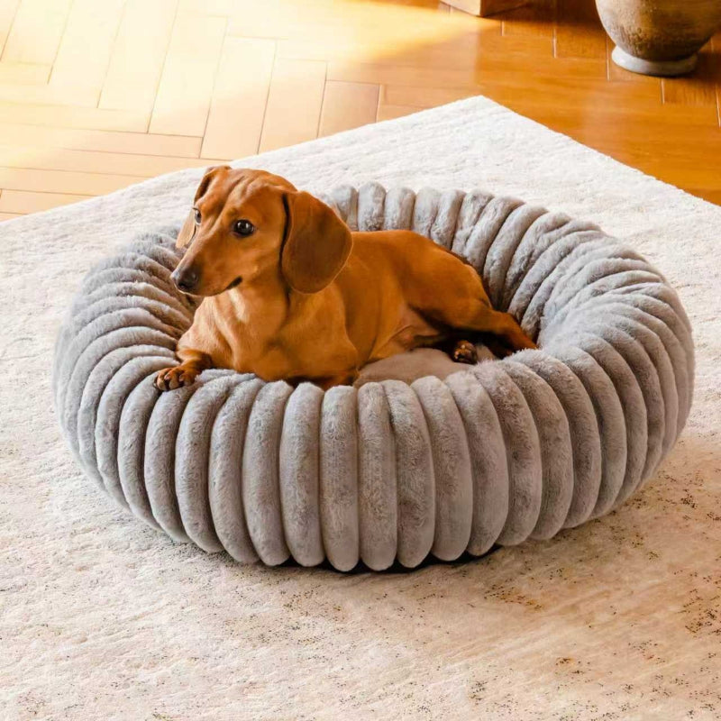 Pet Plush Round Bed Soft Warm Winter Mat