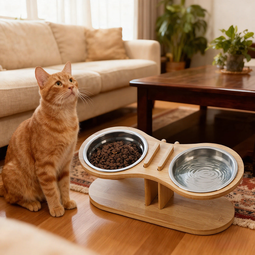 Pet Adjustable Tilted Feeding Bowl Stand Anti-Spill Holder