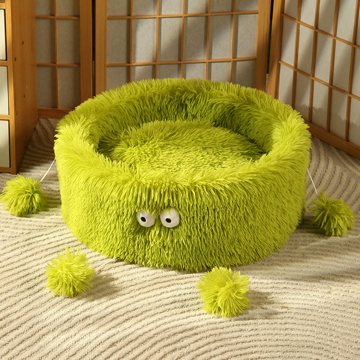 Pet Cute Monster Round Winter Warm Plush Bed
