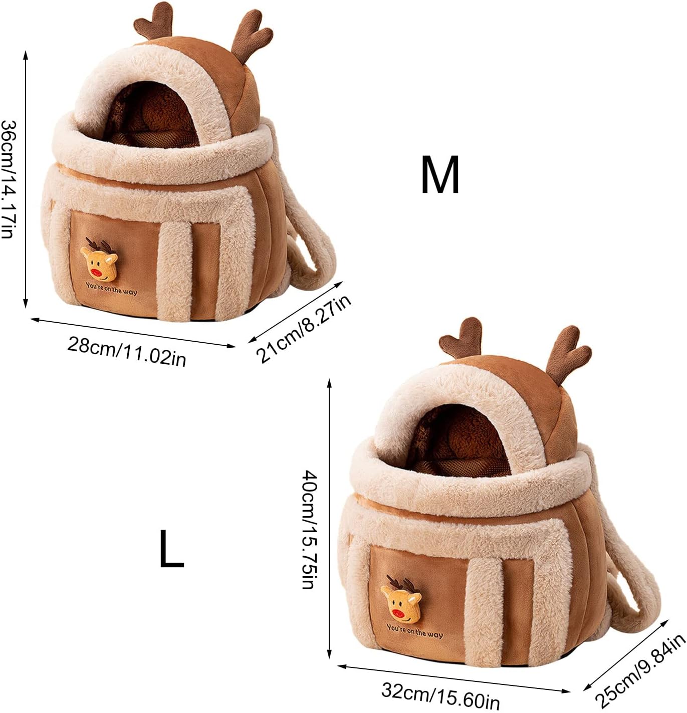 Plush Pet Carrier Backpack Winter Travel Bag With Hand Warmers