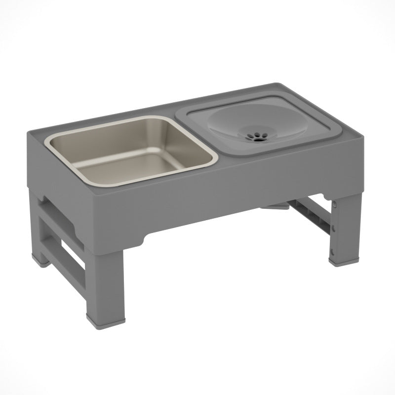 Adjustable Height Pet Double Stainless Feeding Bowl Stand