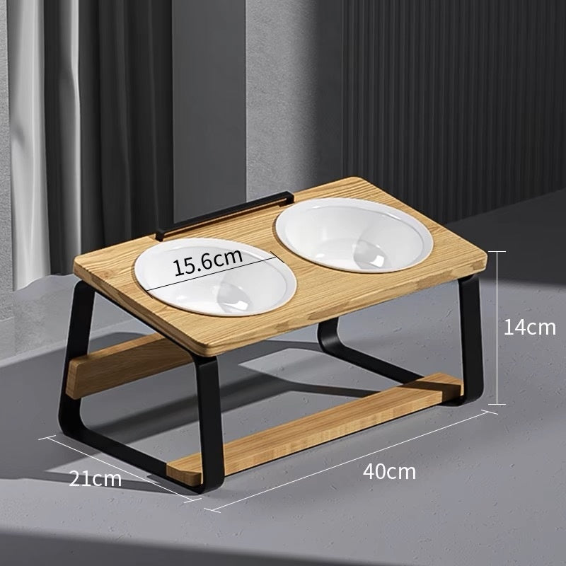 Pet Ceramic Double Bowl Elevated