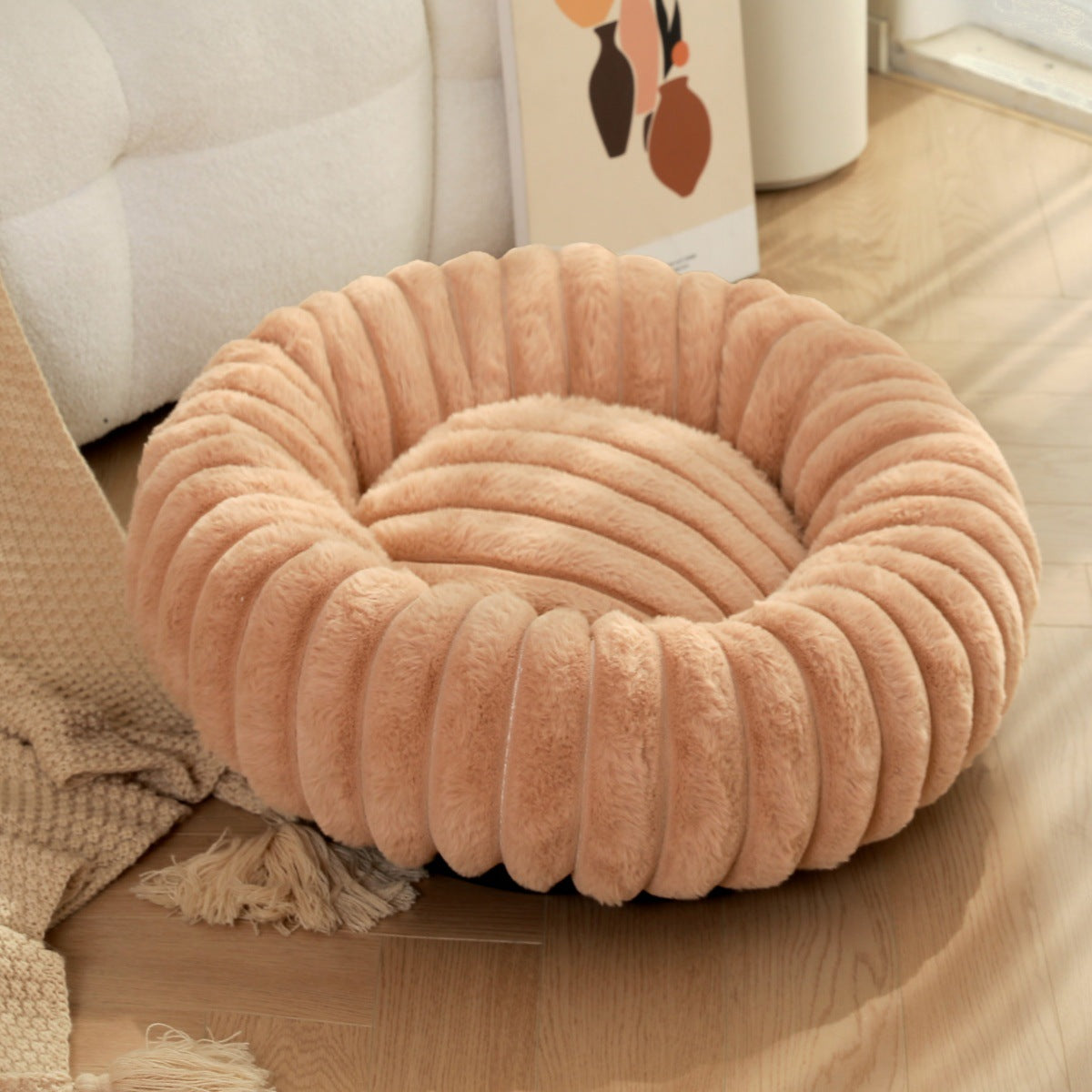 Pet Plush Round Winter Warm Sleeping Nest Bed