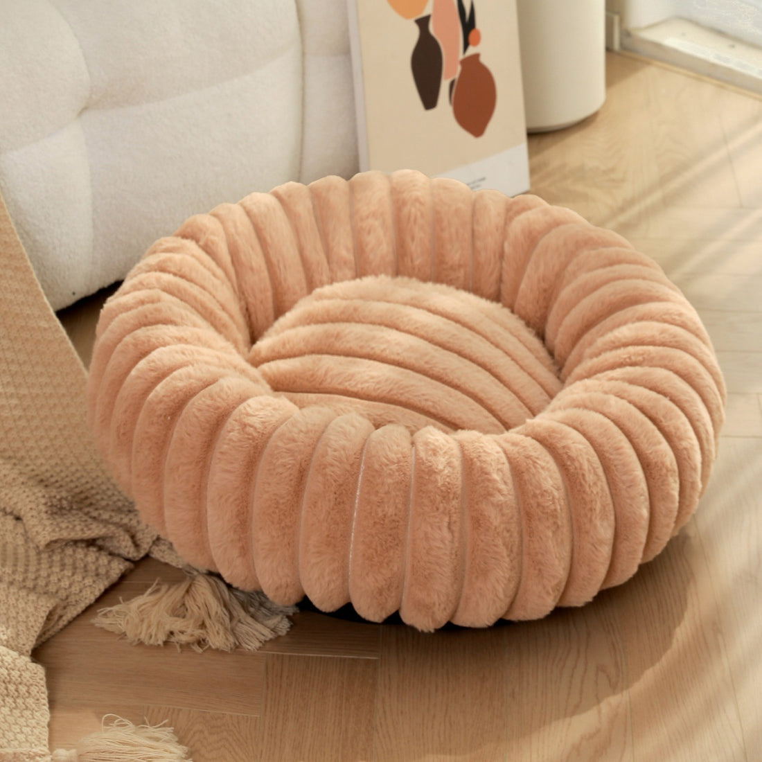 Pet Plush Round Winter Warm Sleeping Nest Bed