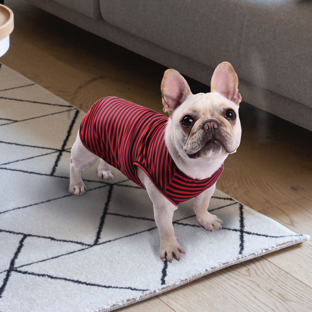 Striped Crew Neck Pet Tank Top T-Shirt