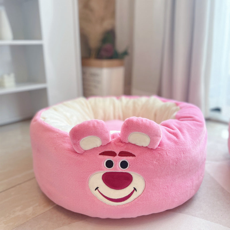 Pet Cartoon Plush Round Four Seasons Universal Nest Bed