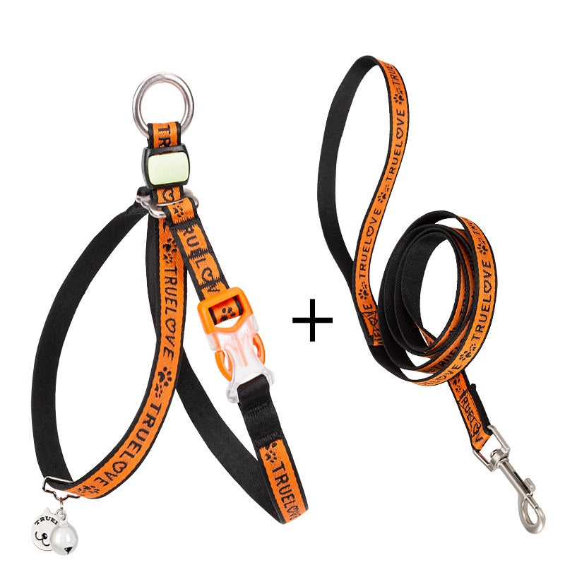 Pet Harness Vest With Bell And Adjustable Leash