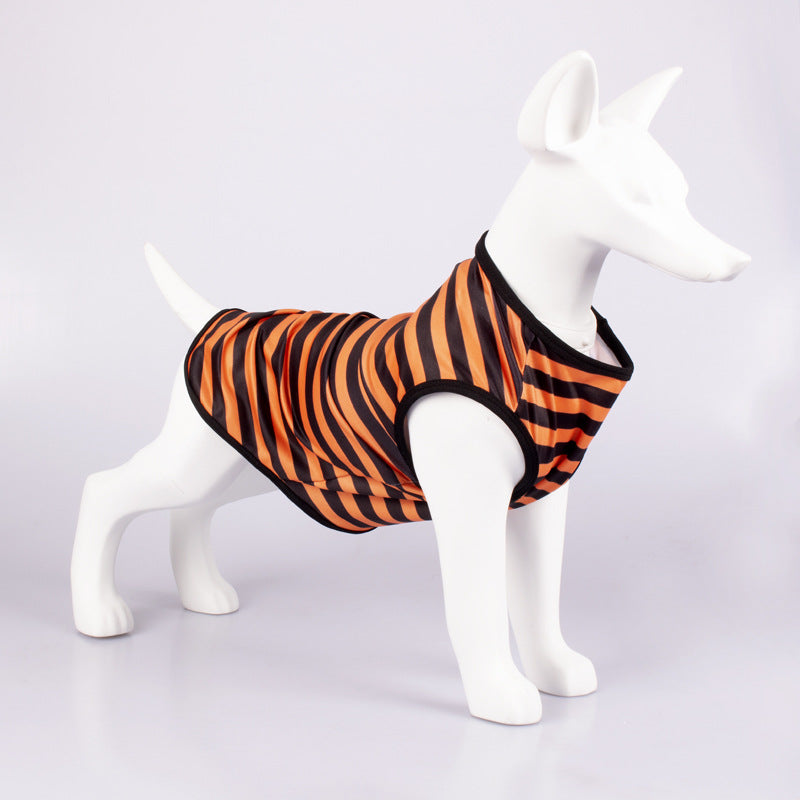 Striped Crew Neck Pet Tank Top T-Shirt