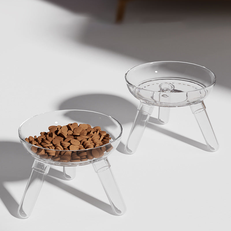 Pet Anti-Knock Transparent Glass Feeding Water Bowl