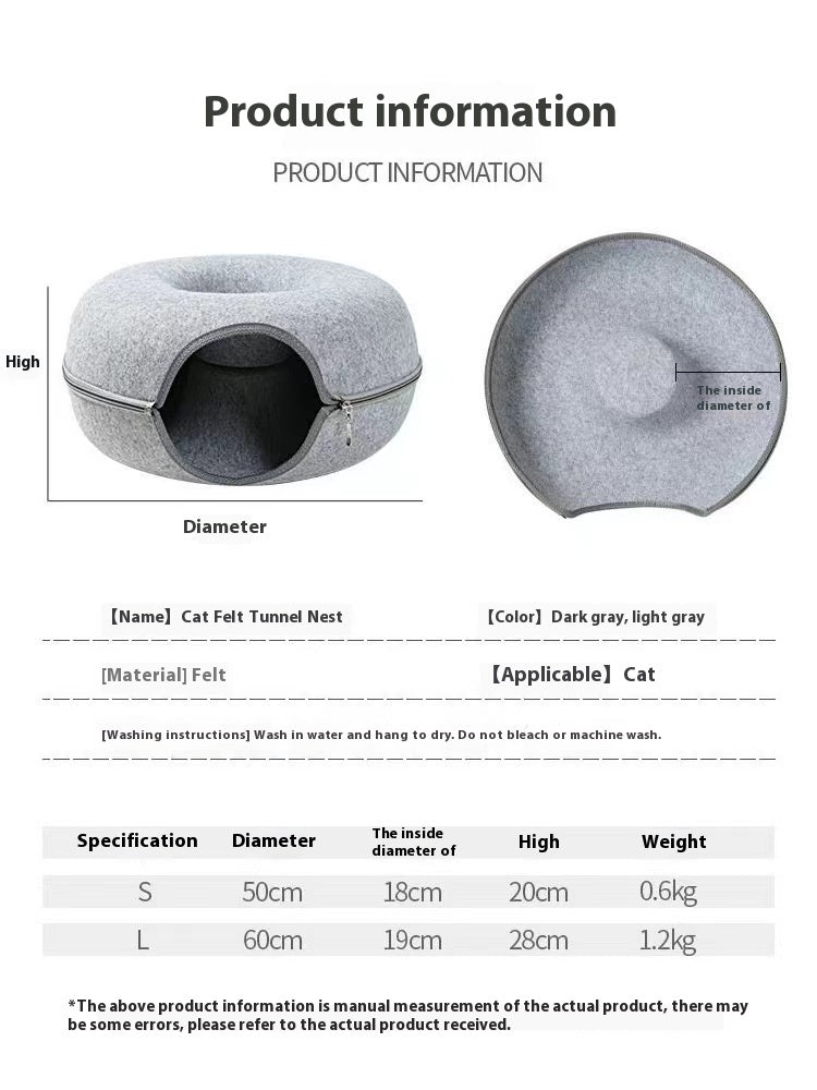 Pet Comfortable Round Tunnel Bed Plush Nest
