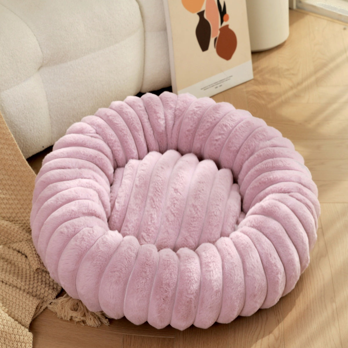 Pet Plush Round Winter Warm Sleeping Nest Bed