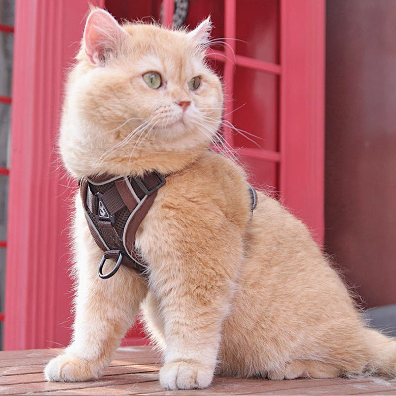 Pet Harness Vest Adjustable Chest Strap With Leash
