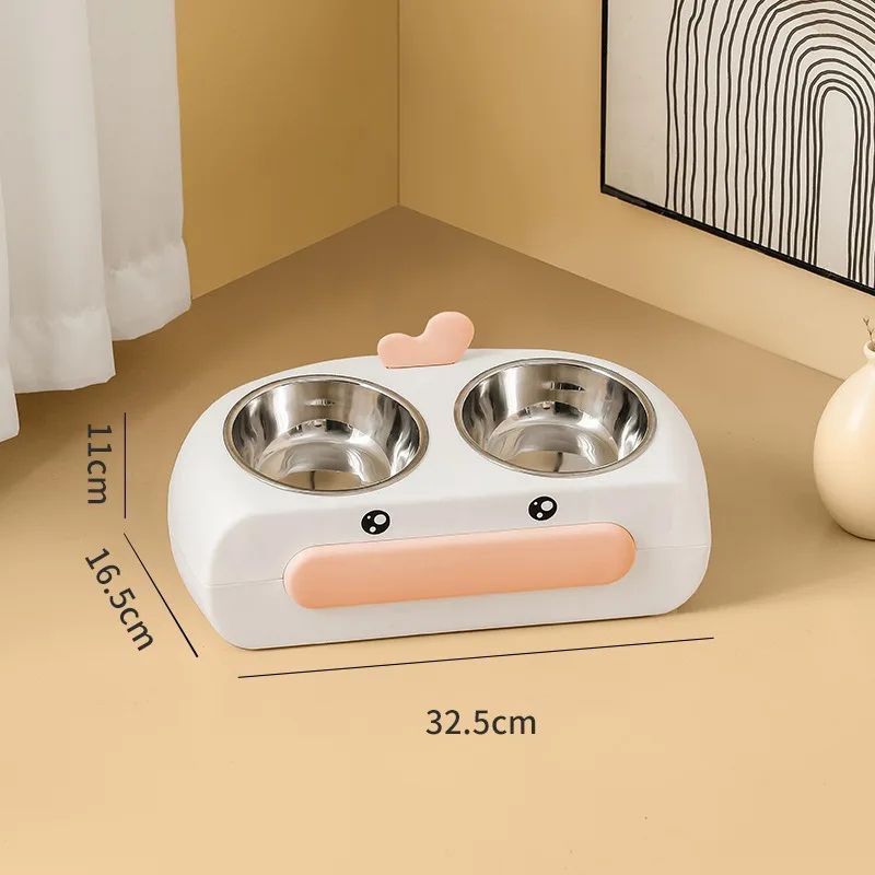 Pet Duck Design Double Bowl Plastic Feeding Tray