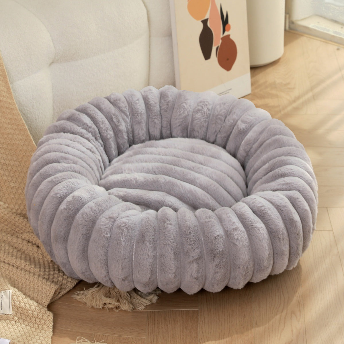 Pet Plush Round Winter Warm Sleeping Nest Bed