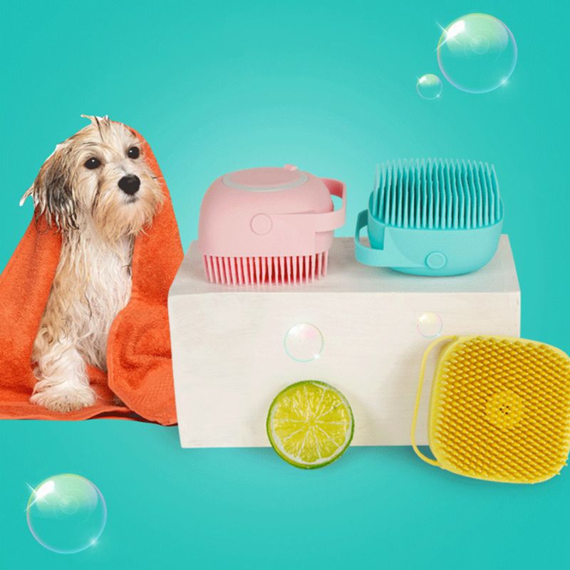 Soft Silicone Pet Bath Brush Shampoo Dispenser Comb