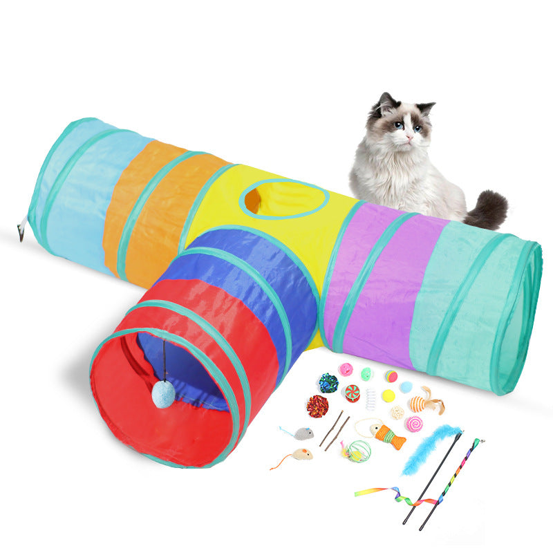 Foldable Pet Tunnel Climbing Path Toy Set