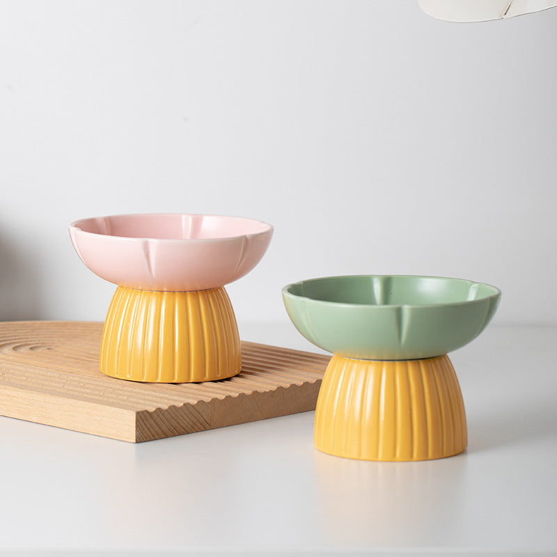 Pet Macaron Candy Color Ceramic Feeding Bowl