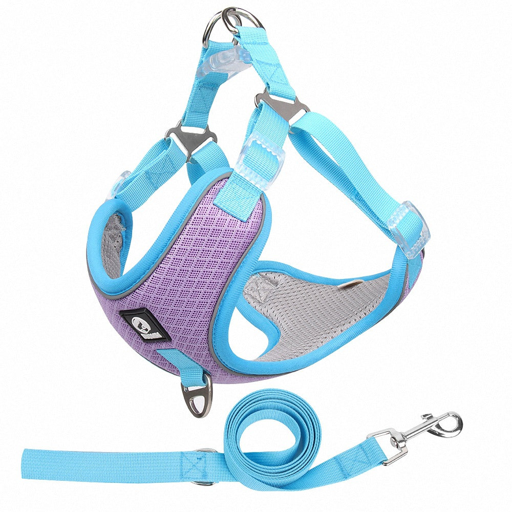 Pet Breathable Adjustable Harness With Leash Set
