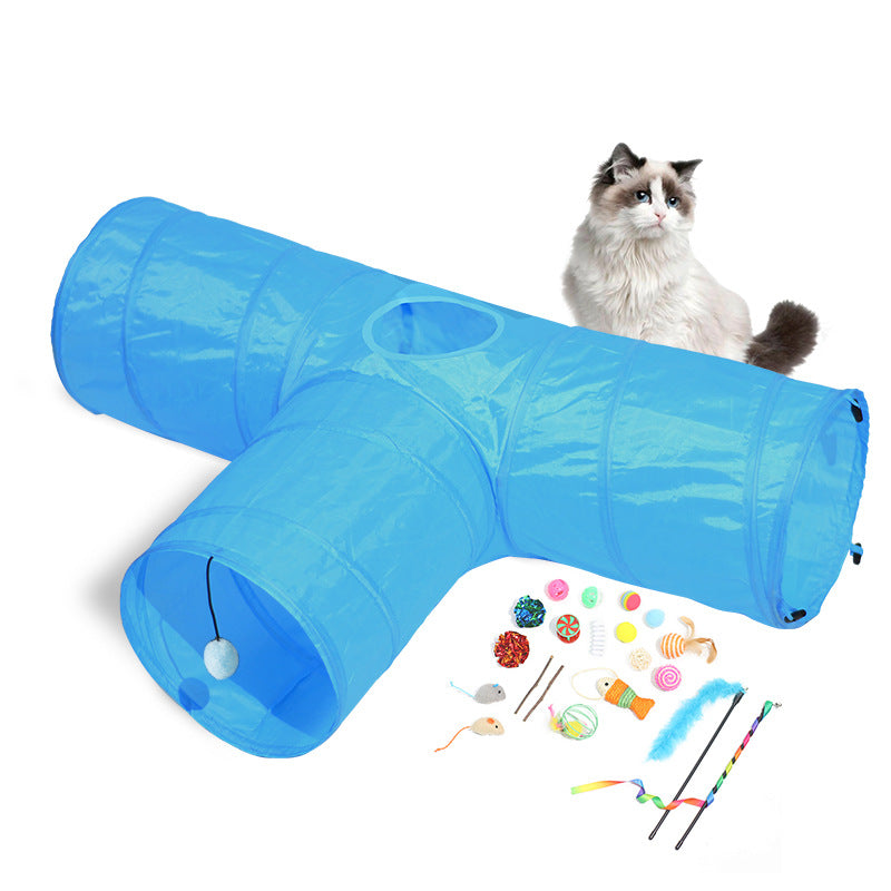 Foldable Pet Tunnel Climbing Path Toy Set