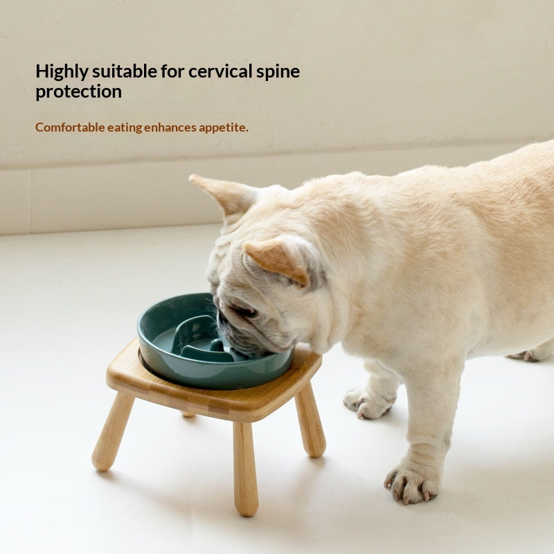 Pet Ceramic Slow Feeding Anti-Choking Tip-Proof Bowl