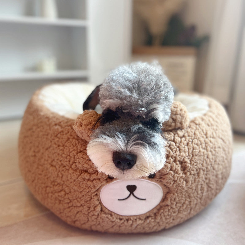 Pet Cartoon Plush Round Four Seasons Universal Nest Bed