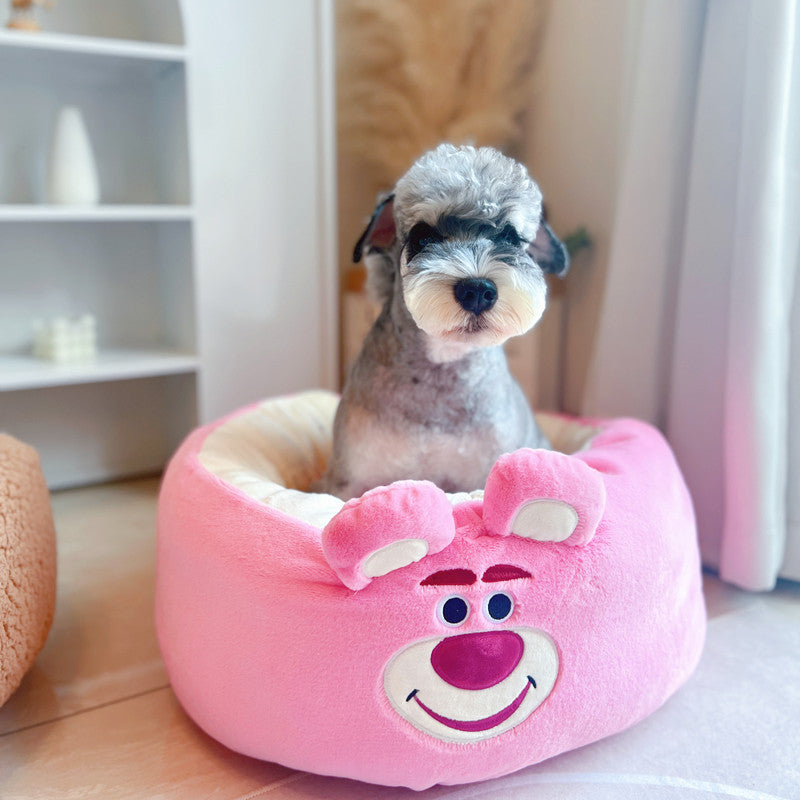 Pet Cartoon Plush Round Four Seasons Universal Nest Bed