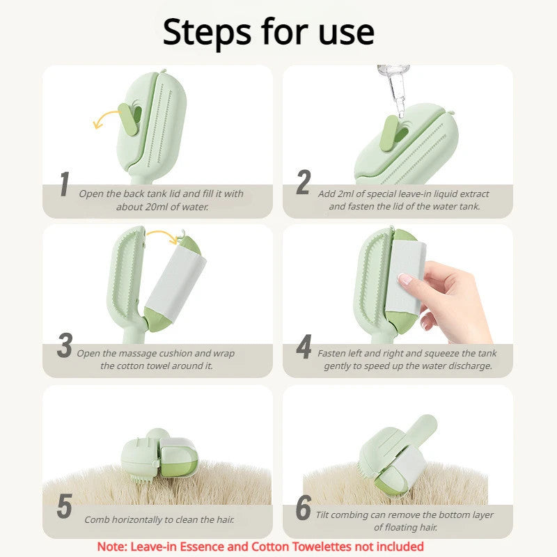 Pet Comb With Water Tank Hair Removal Grooming Brush